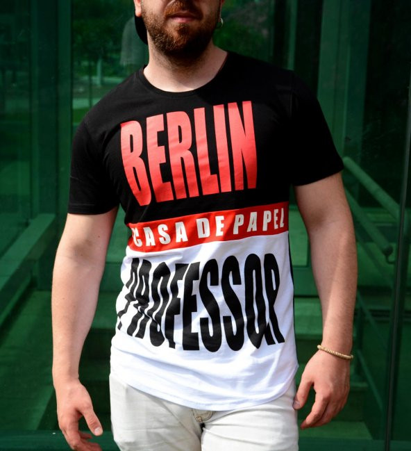 La Casa Da Papel Berlin-Profesör Siyah Beyaz Tshirt