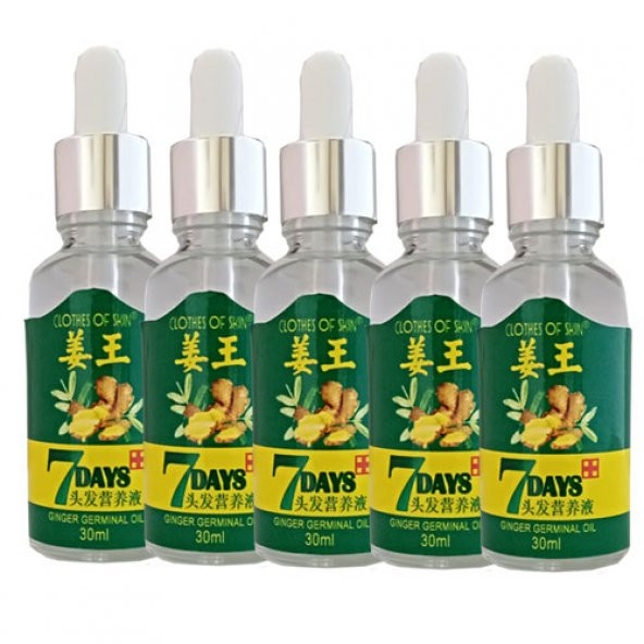 KAMPANYALI 5 ŞİŞE 7Days Ginger Germinal Essential Oil Hair Growth Loss Treatment Serum