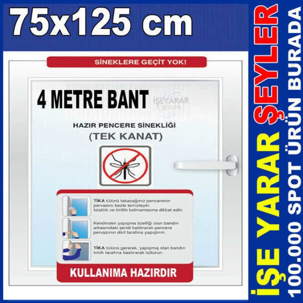 TEK KANATLI HAZIR PENCERE SİNEKLİĞİ 75x125cm