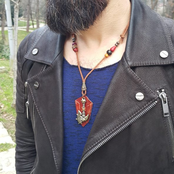 Hell Axe Unisex Deri Kolye - 4