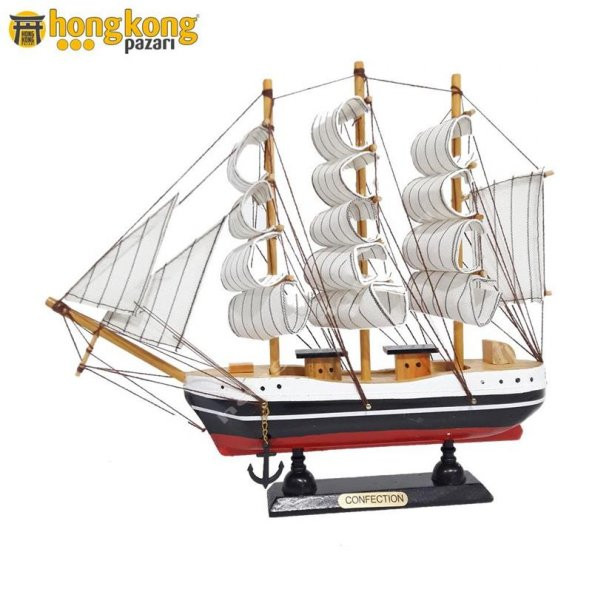 YELKENLİ AHŞAP MAKET GEMİ 30X26 EV DEKOR HEDİYELİK EŞYA