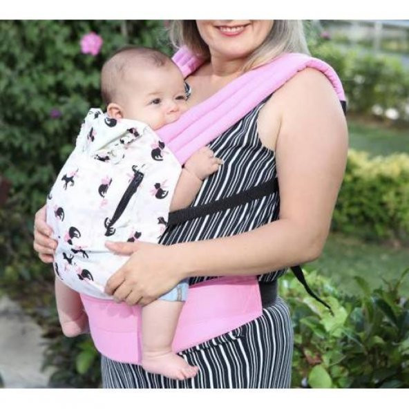 Ergonomik Kanguru Bebek Taşıma Yenidoğan Aparatı ile Pembe Desenli - 3