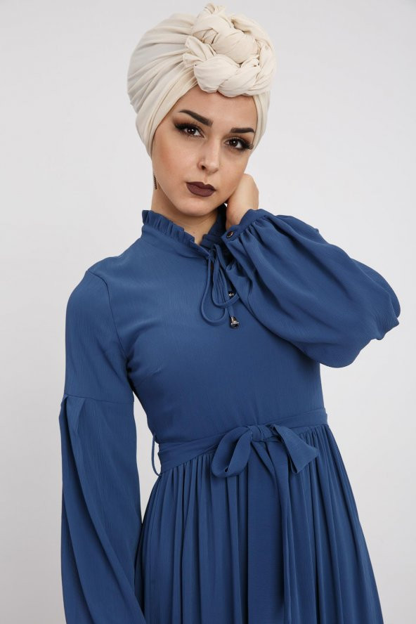 LOREEN KADIN İNDİGO ELBİSE -22119 - 3