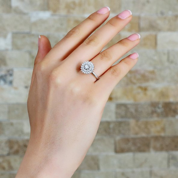 925 Ayar Gümüş 3 Sıra Zirkon Taşlı Halka Tasarım Bayan Yüzük - 2