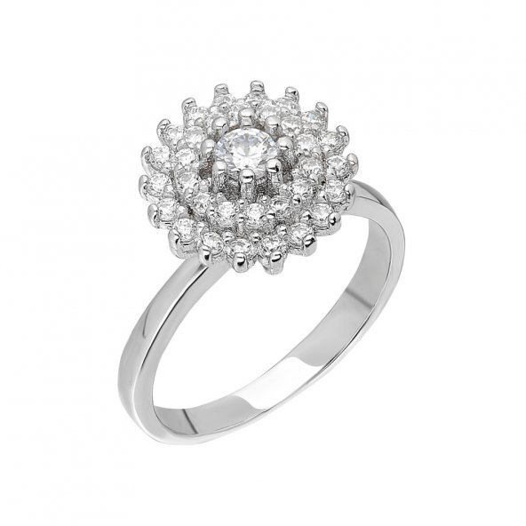 925 Ayar Gümüş 3 Sıra Zirkon Taşlı Halka Tasarım Bayan Yüzük - 3