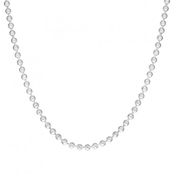 925 Ayar Gümüş Mat Ball Chain Bayan Zincir Kolye - 3
