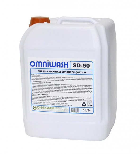Omniwash SD-50 Bulaşık Makinesi Sıvı Kireç Çözücü 5000 ml