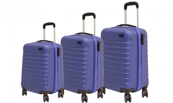 My Valiz Mavi 3 Boy Set - Büyük, Orta, Kabin Boy Abs Valiz, Bavul
