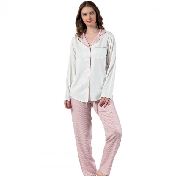Pure Rose Exculusive Collection Önden Düğmeli İpek Saten Pijama Takımı