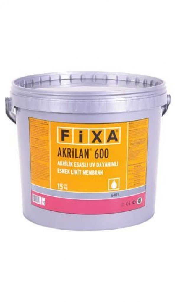Fixa Akrilan 600, 15 Kg, Akrilik Esaslı Uv Dayanımlı Esnek Likit Membran