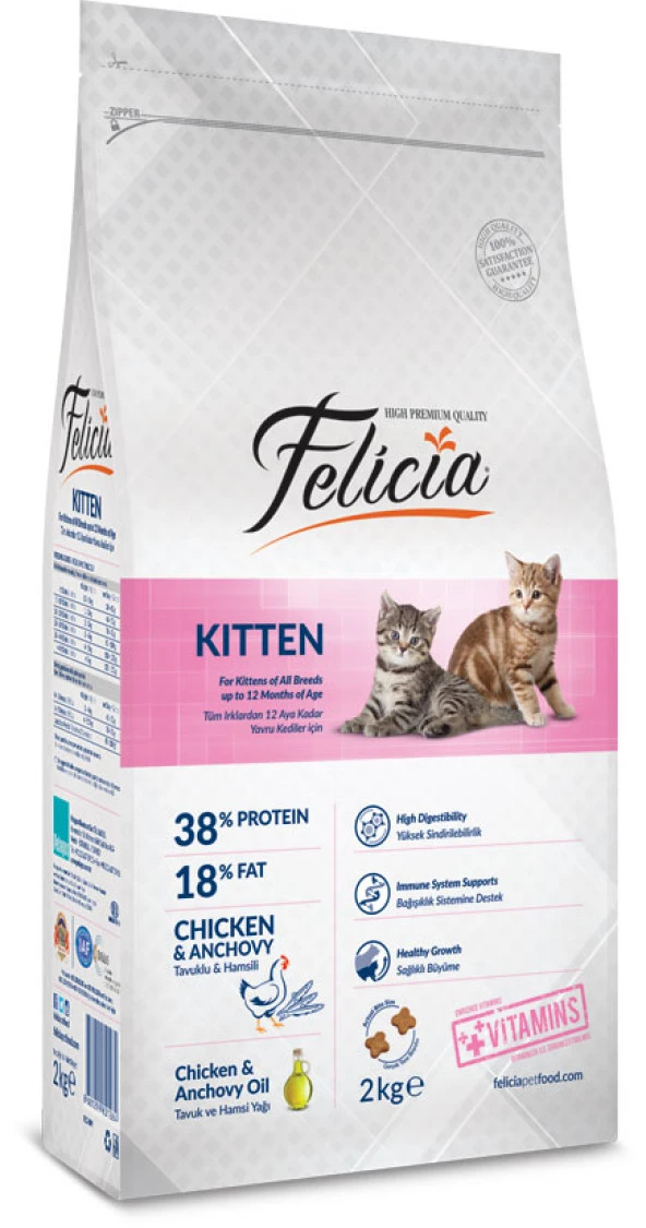 Felicia Az Tahıllı 2 Kg Kitten Yavru Tavuklu HypoAllergenic Kedi Maması