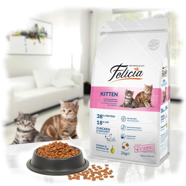 Felicia Az Tahıllı 2 Kg Kitten Yavru Tavuklu HypoAllergenic Kedi Maması - 2