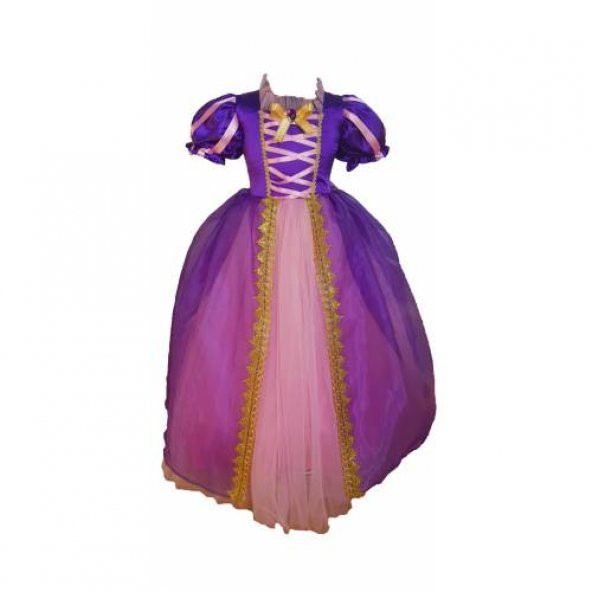 Rapunzel Kostüm - Pelerinli Taclı Rapunzel Kostümü - Tarlatanlı Rapunzel