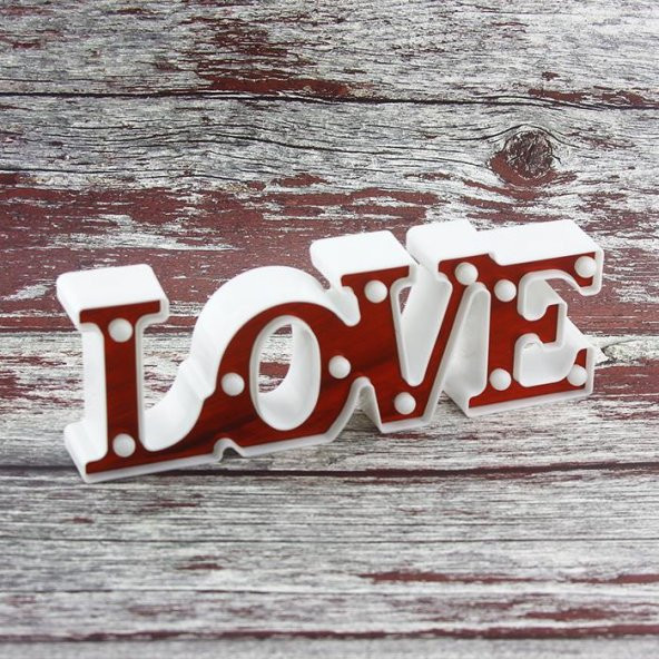30cm Led Işıklı Plastik Love Yazısı Gece Lambası - 2