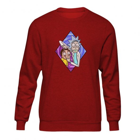 Rick And Morty Crazy Kırmızı Sweatshirt Unisex