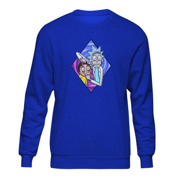 Rick And Morty Crazy Mavi Sweatshirt Unisex