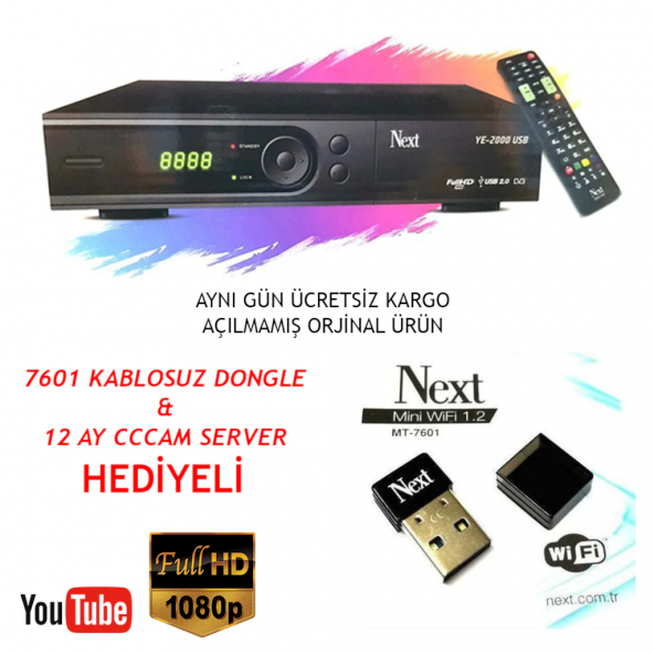 Next YE-2000 Usb Full Hd Dijital Uydu Alıcı + WİFİ HEDİYELİ