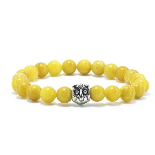Doğal Taş Mat Kuvars Bileklik ’Owl in Yellow’