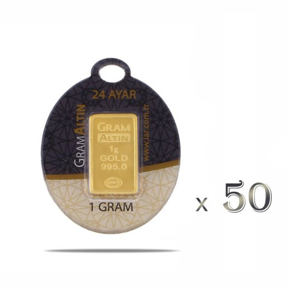 1 gr 50 Adet 24 Ayar Gram Külçe Altın