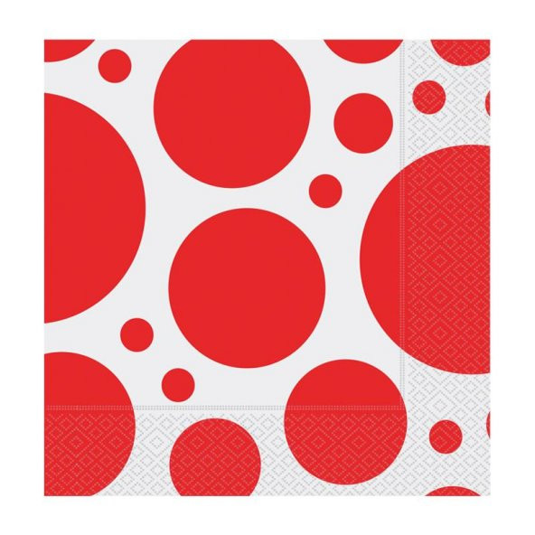 Kırmızı Karışık Puantiyeli Kağıt Peçete 33x33 cm 20li