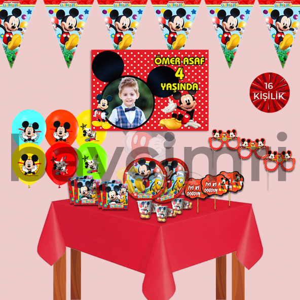 AFİŞLİ Mickey Mouse Miki Doğum Günü Parti MALZEMELERİ Süsleri Set
