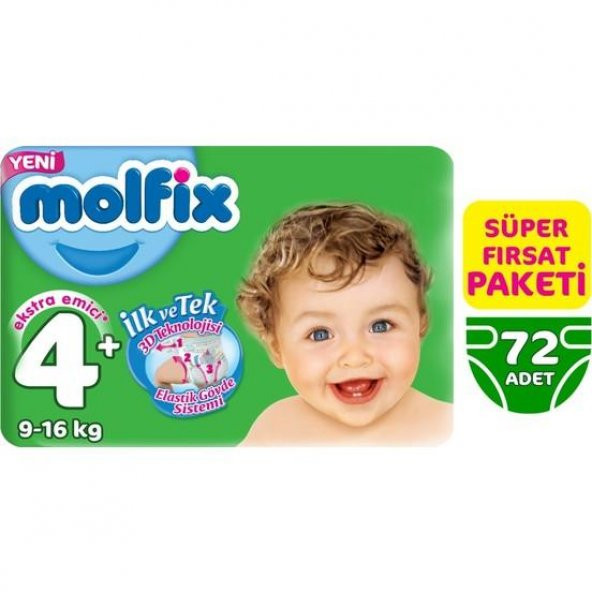 Molfix Bebek Bezi 4+ Beden Maxi Plus Süper Fırsat Paketi 72 Adet