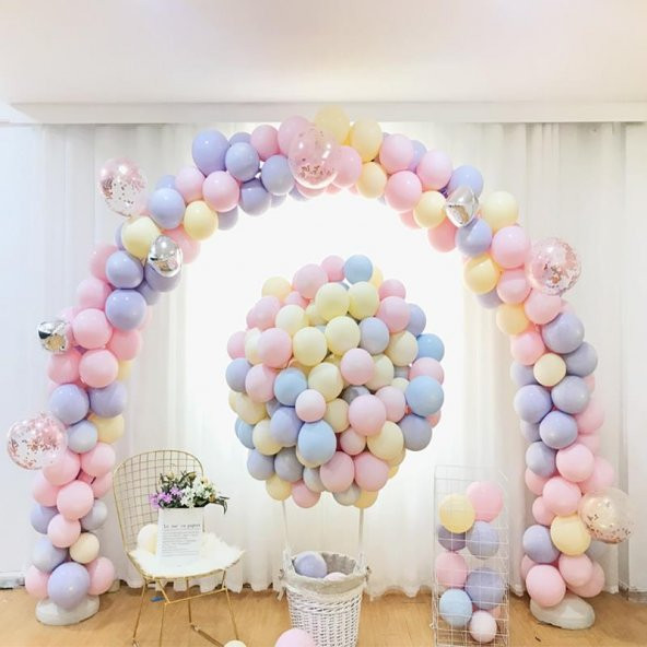 100 lü Adet Mor Soft Makaron Balon, Mat Pastel Balon Parti Süsü - 4
