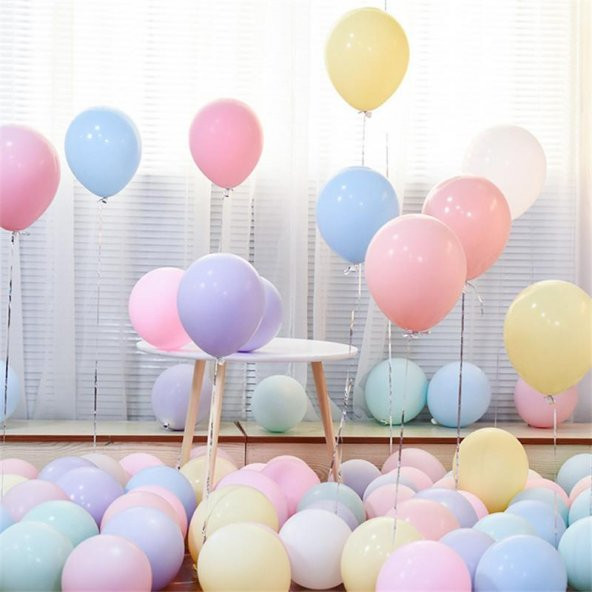 100 lü Adet Mor Soft Makaron Balon, Mat Pastel Balon Parti Süsü - 5