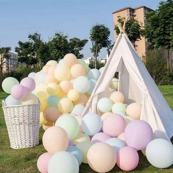100 lü Adet Mor Soft Makaron Balon, Mat Pastel Balon Parti Süsü - 6