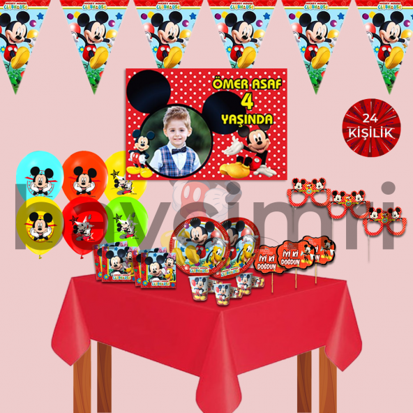 AFİŞLİ Mickey Mouse Miki Doğum Günü Parti MALZEMELERİ Süsleri Set