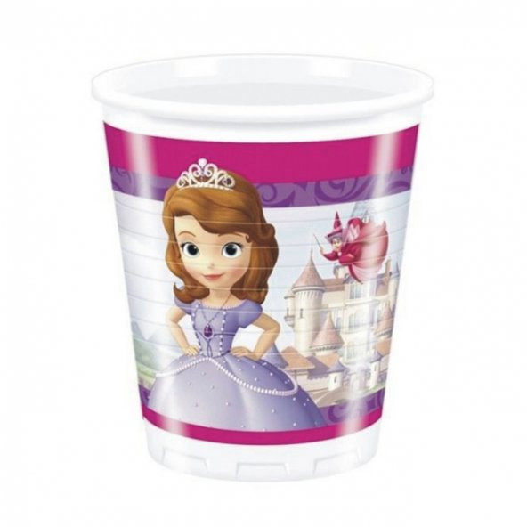 Prenses Sofia Temalı Doğum Günü Plastik Bardak 8 Adet 200 ml