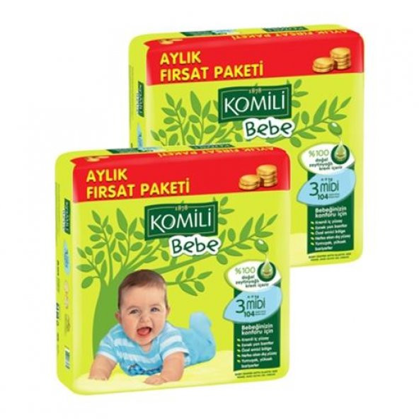 Komili Bebe Bebek Bezi 3 Beden 4-9Kg 104x2:208Adet