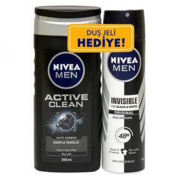 Nivea Men Active Clean Duş Jeli + Black White İnvisible Deodorant