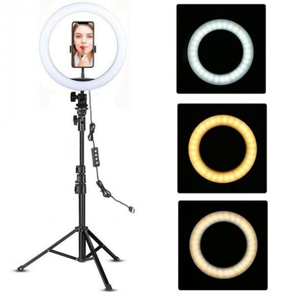 Kuaför Makyaj Çekimleri Ring Light Sürekli 10 inç Işık 2m Stand