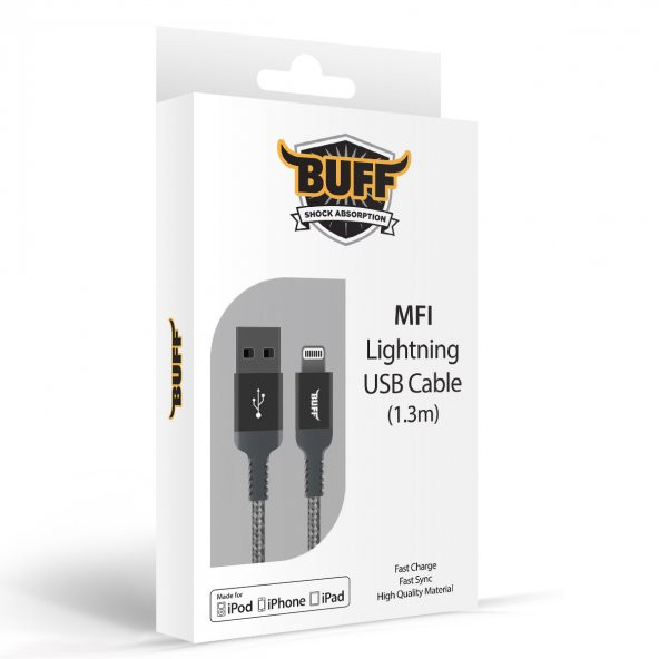 Buff MFI Lightning USB Karbon Kablo