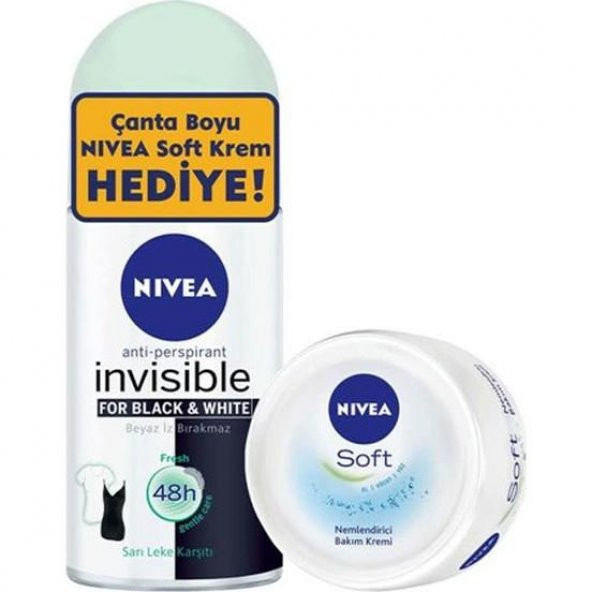 Nivea Women Invisible Black&White Fresh Roll-on Deodorant 50 ml &Sof Nemlendirici 50 ml