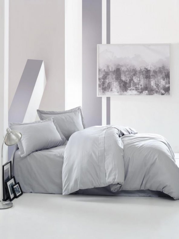 Cotton Box Çift Kişilik Saten Nevresim Takımı Elegant Gri