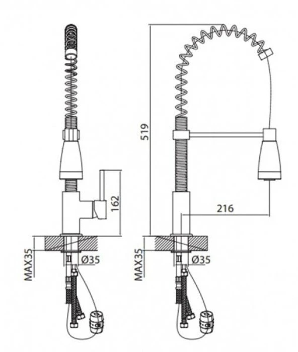 Creavit Mf9910L SİPİRALLİ Evye Mutfak Bataryası **SÜPER KALİTE** - 2