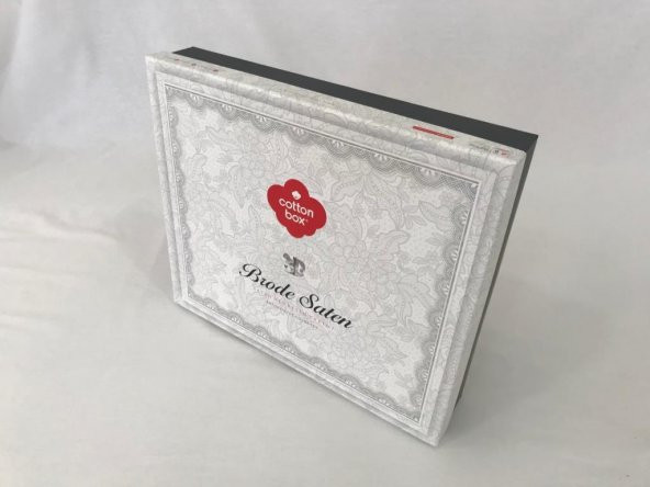 Cotton Box 3D Nakışlı Çift Kişilik Saten Nevresim Takımı Perla Beyaz - 2