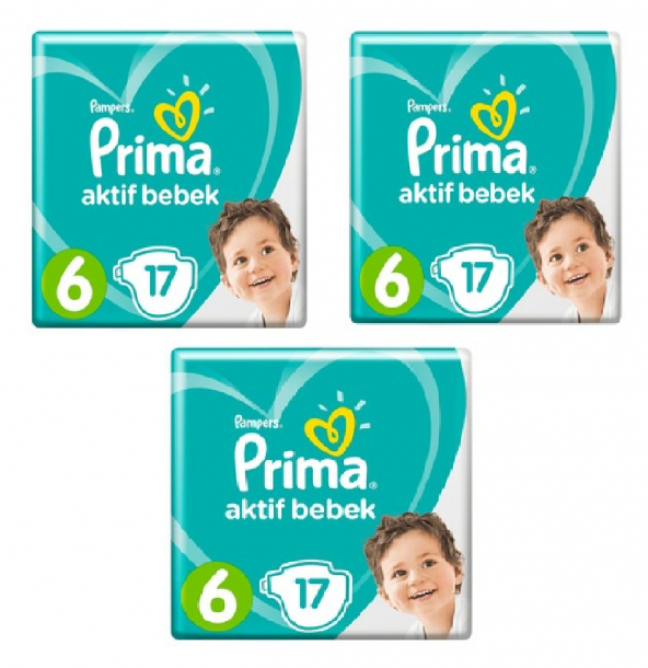 Prima Pampers Bebek Bezi Aktif Bebek 6 Numara 17x3 51 Adet