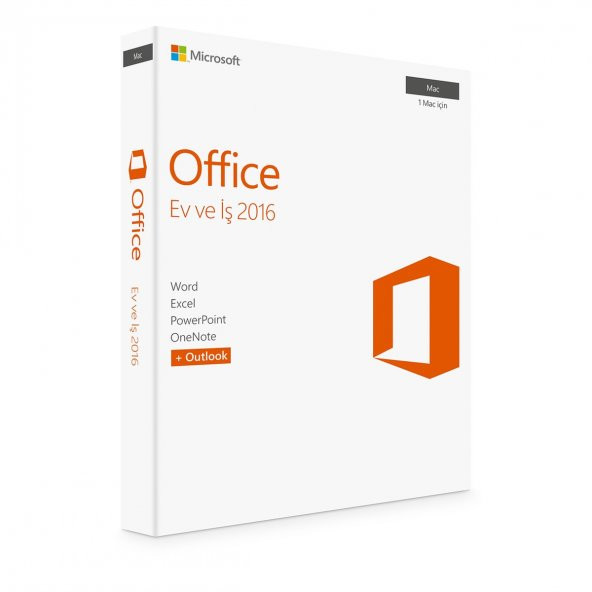 Mac için Microsoft Office Ev ve İş 2016 Türkçe Kutu Lisans W6F-00888