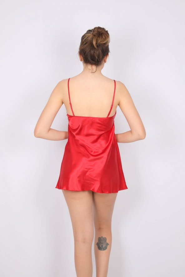 SEXY LADY 497 KIRMIZI SATEN GECELİK - 3