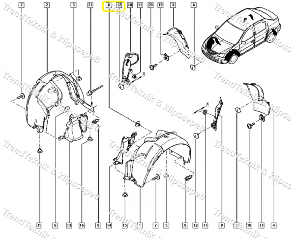RENAULT Dacia çamurluk DAVLUMBAZ HALI Klips 7703081054 HSK0010 - 5