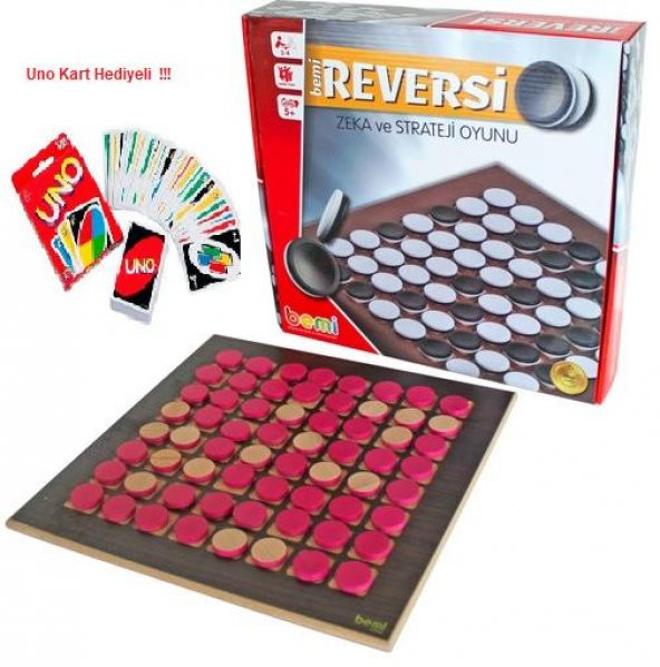 Ahşap Reverse Reversi Zeka ve Strateji Oyunu+ Uno Card Oyunu
