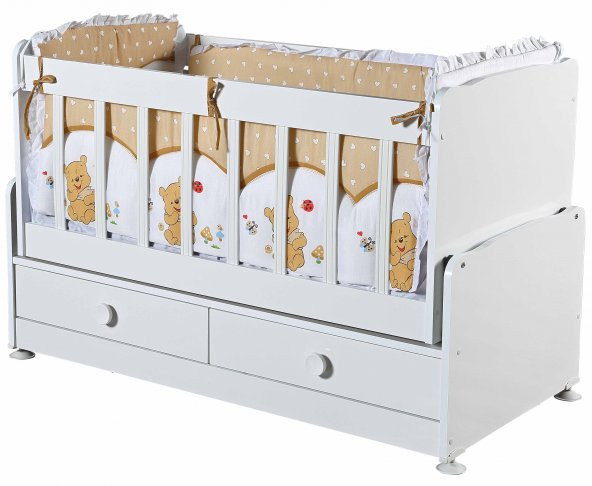 BEŞİK AHŞAP BEBEK BEŞİĞİ ÇEKMECELİ SALLANIR ANNE YANI E-201 - 1