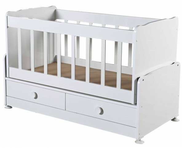 BEŞİK AHŞAP BEBEK BEŞİĞİ ÇEKMECELİ SALLANIR ANNE YANI E-201 - 2
