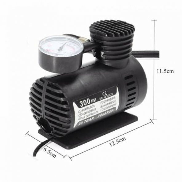 Araba Oto Araç Lastik Şişirme Pompası Hava Kompresörü 300psi 12v Volt Şişirici Kompresör Pompa Seti - 4