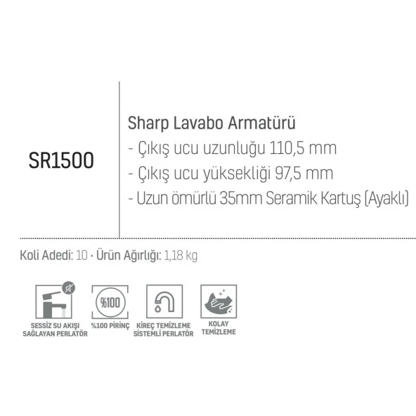 Creavit Sr1500 Sharp Lavabo Bataryası Krom - HIZLI KARGO - 4