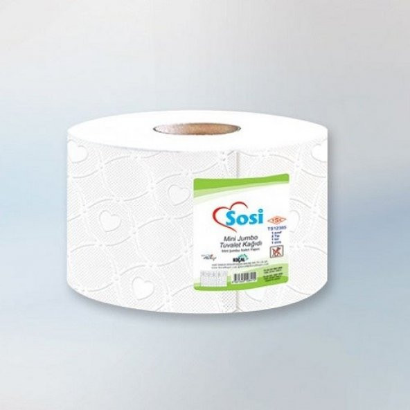 Sosi Mini Jumbo Tuvalet Kağıdı Beyaz 2 Katlı 100 M 12 Rulo