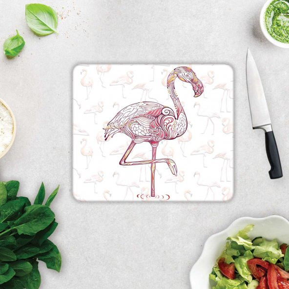 DECORITA - Flamingo Desen - Cam Kesme Tahtası - 2
